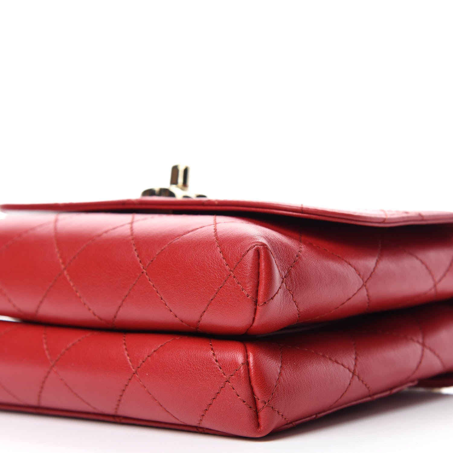 Chanel Calfskin Quilted Small Double Pocket Top Handle Flap Red 7 of 10