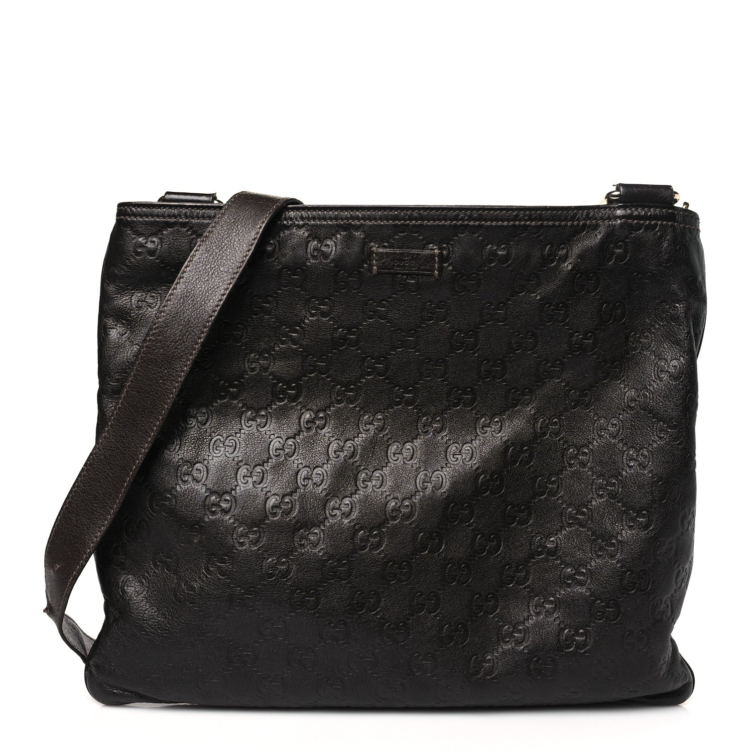 Gucci Guccissima Medium Flat Messenger Bag Dark Brown Dark Brown 1 of 13