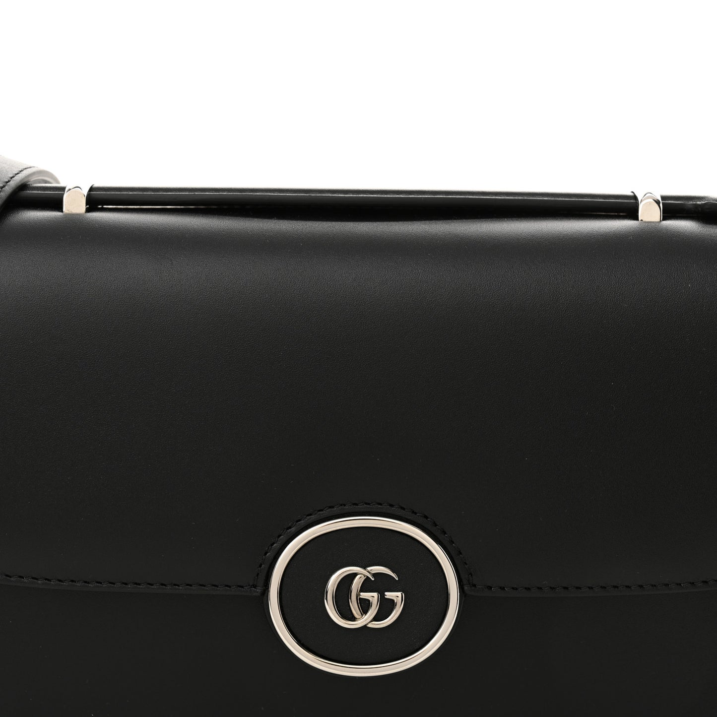 Senna Calfskin Petite GG Top Handle Shoulder Bag Black
