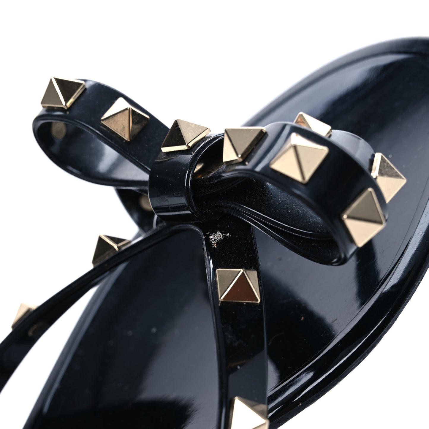 PVC Jelly Rockstud Bow Thong Sandals 38 Black