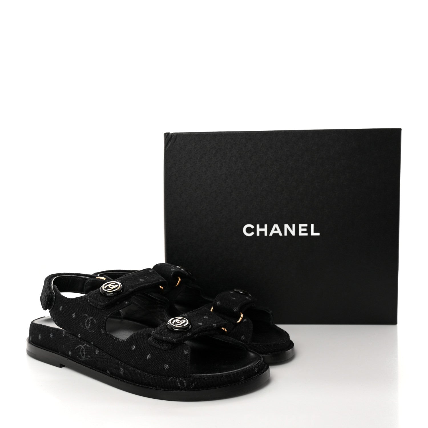 Chanel Denim Printed Dad Sandals 38.5 Black 15 of 15