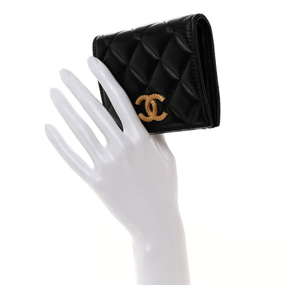Chanel Lambskin Quilted CC Compact Bifold Wallet Black 2 of 9