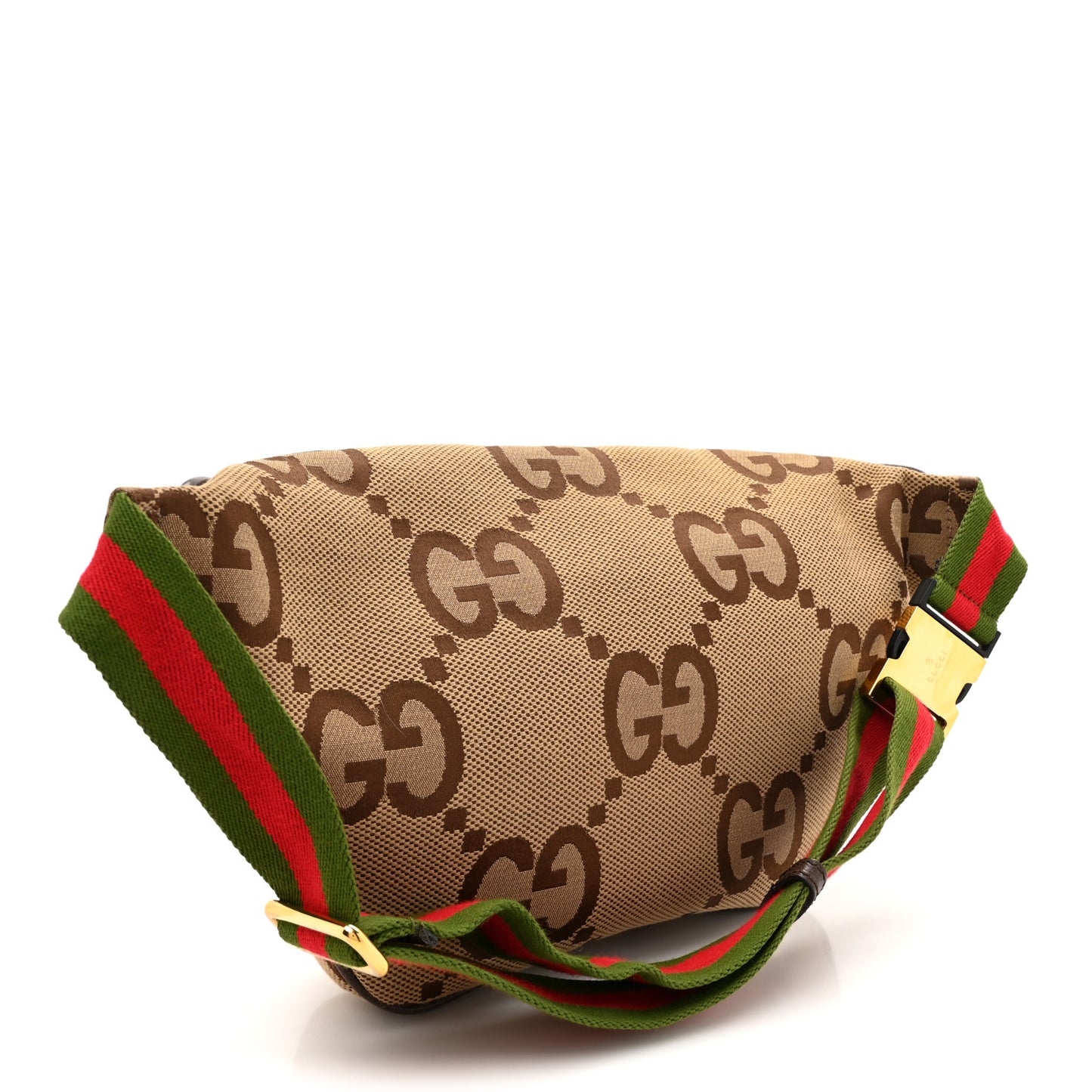 Monogram Jumbo GG Textured Dollar Calfskin Web Belt Bag Camel Ebony New Acero