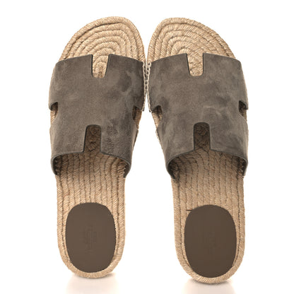 Hermes Suede Goatskin Mens Antigua Espadrille Sandals 44 Beige Sable 2 of 10