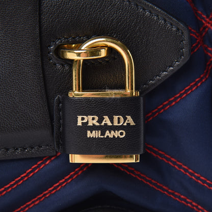 Prada Tessuto Nylon Quilted Impunturato Bauletto Baltico Fuoco 9 of 11