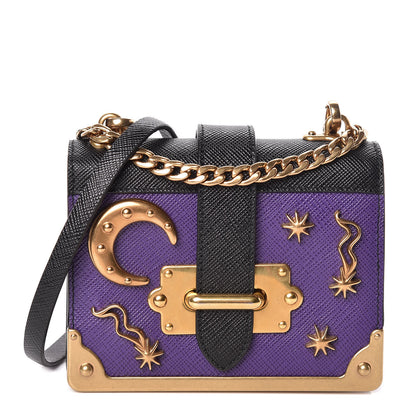 Prada Saffiano Astrology Mini Cahier Bag Viola Black 1 of 10