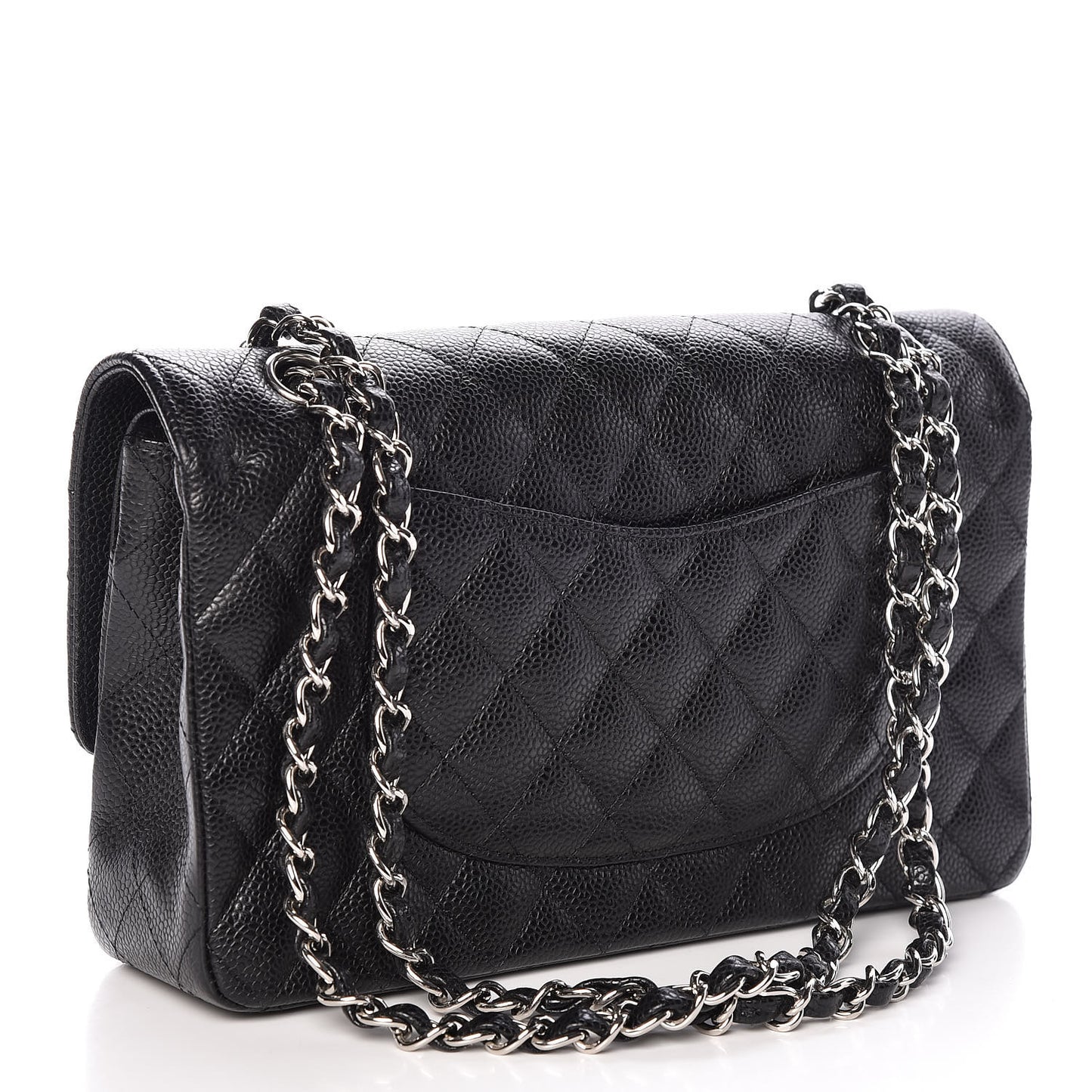 Caviar Quilted Medium Double Flap Black