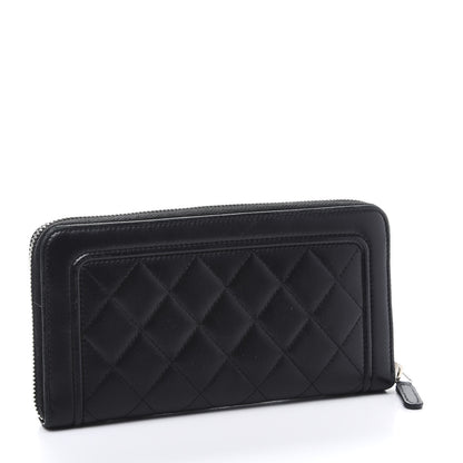 Chanel Lambskin Quilted Zip Around Wallet Black 3 of 10