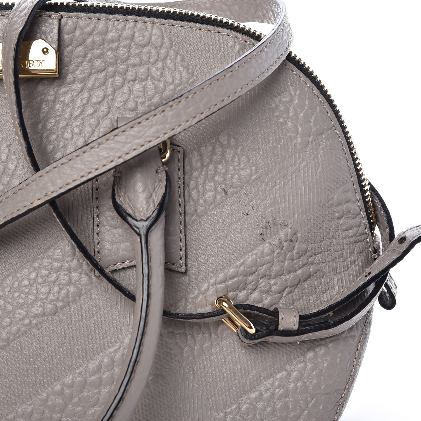 Heritage Grain Check Embossed Small Orchard Bowling Bag Pale Grey