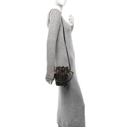 Fendi Vitello Liberty F is Fendi Bi-Color FF 1974 Embossed Mini Mon Tresor Bucket Bag Maya Black 2 of 10
