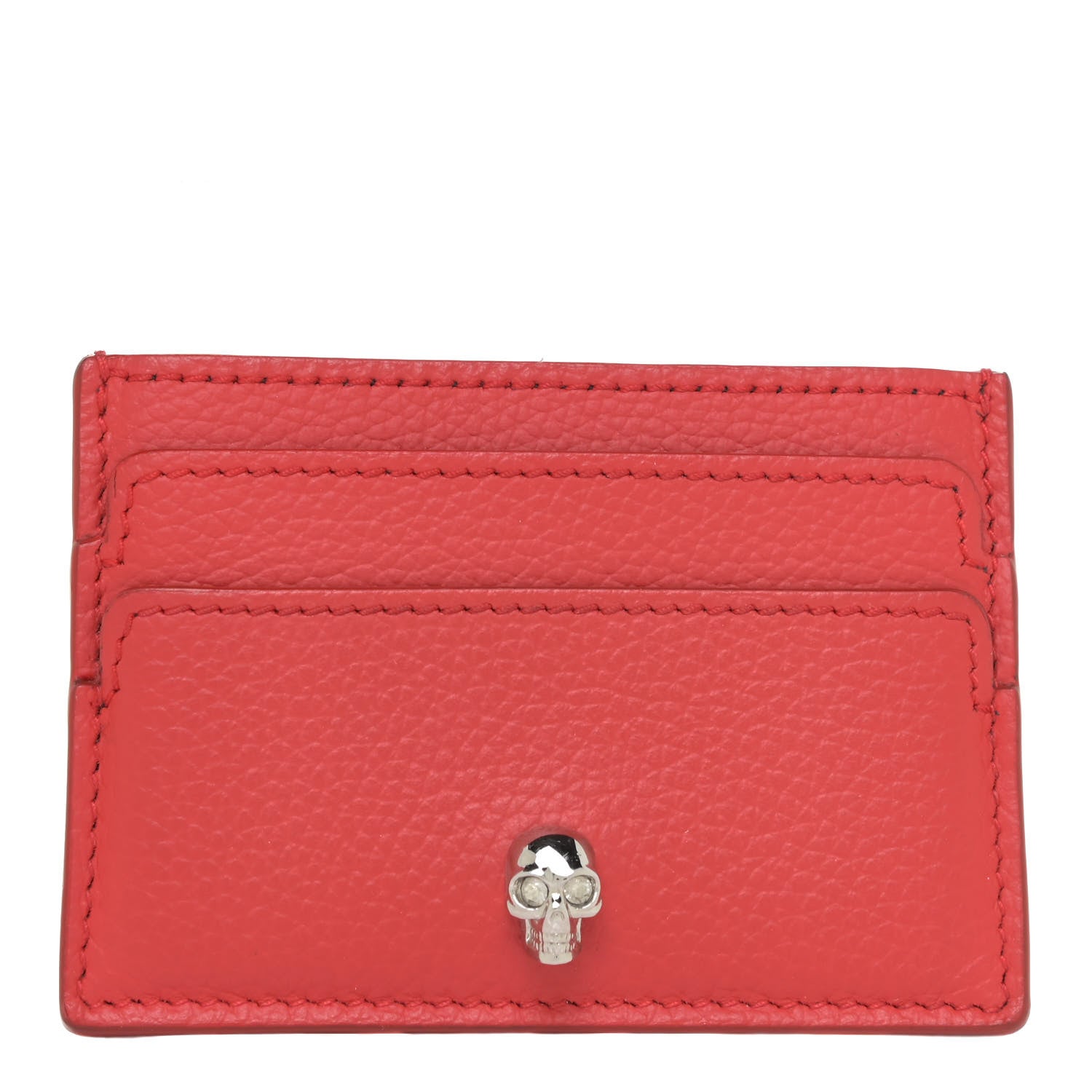 Alexander McQueen Calfskin Skull Card Holder Scarlet Red 1 of 10