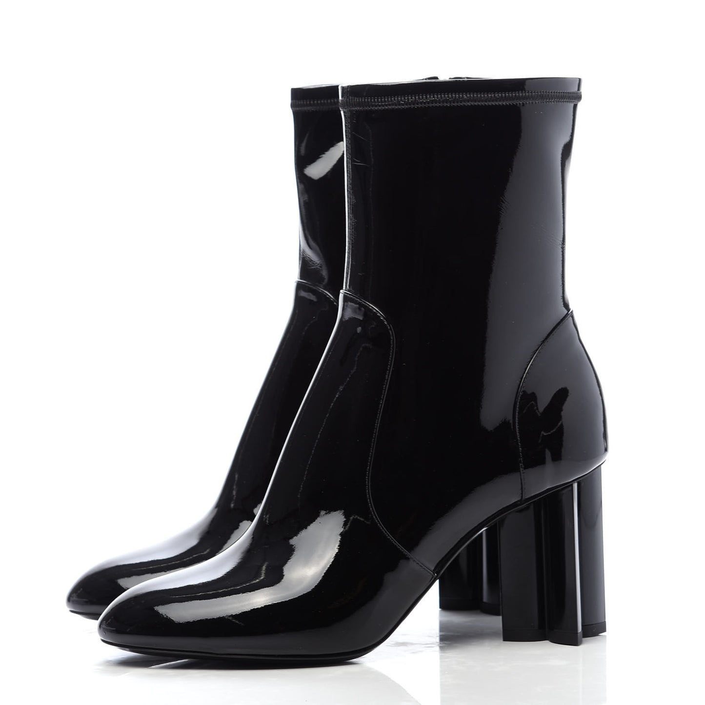 Patent Silhouette Ankle Boots 38 Black
