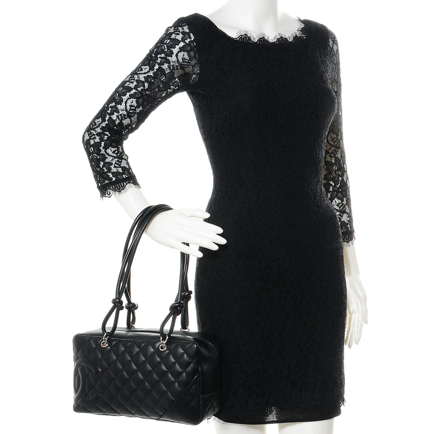 Chanel Calfskin Quilted Large Cambon Bowler Black 2 of 7