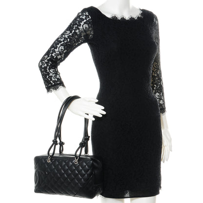 Chanel Calfskin Quilted Large Cambon Bowler Black 2 of 7