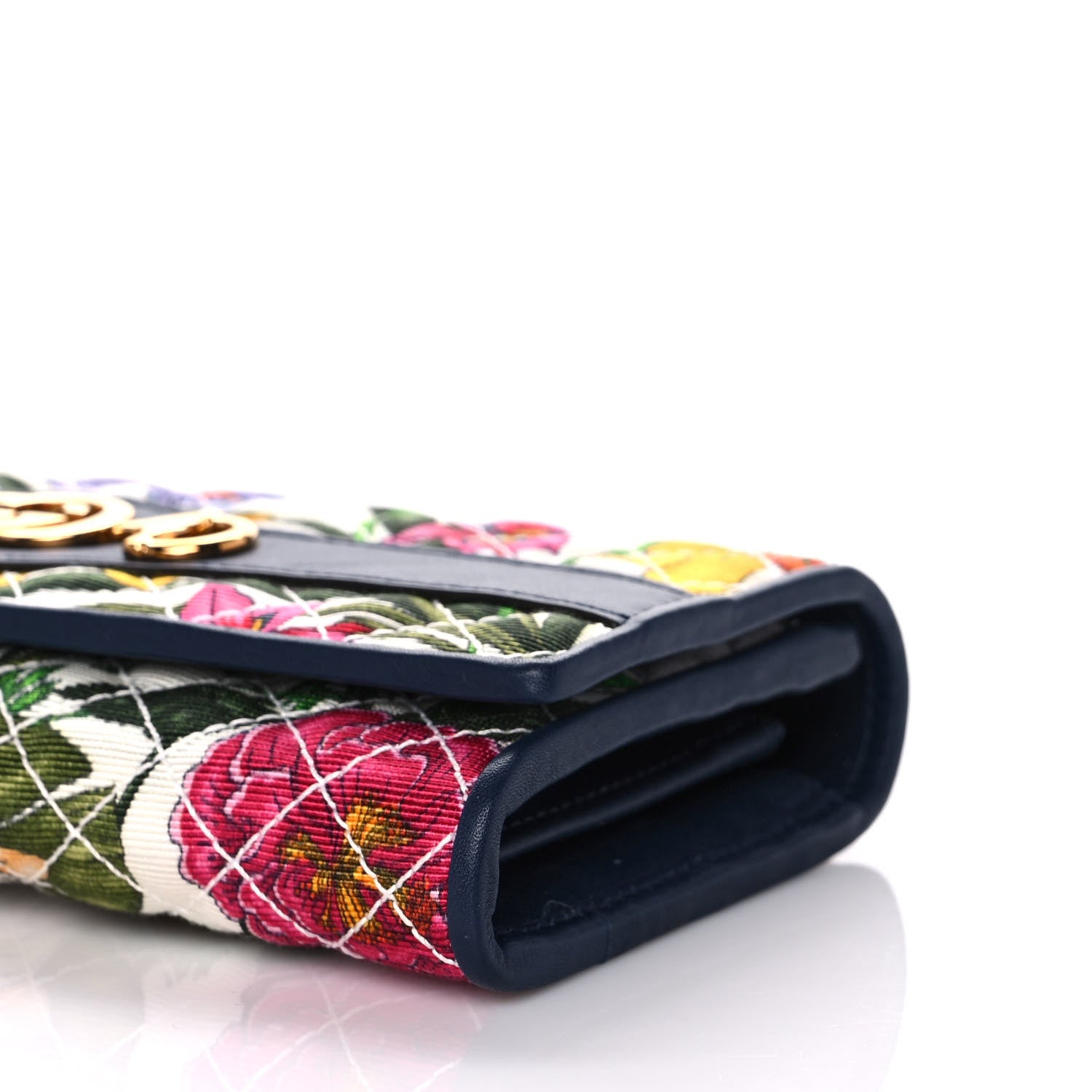 Gucci Canvas Flora Floral Trapuntata Zumi Continental Wallet Great White Multicolor Blue Agata 10 of 12