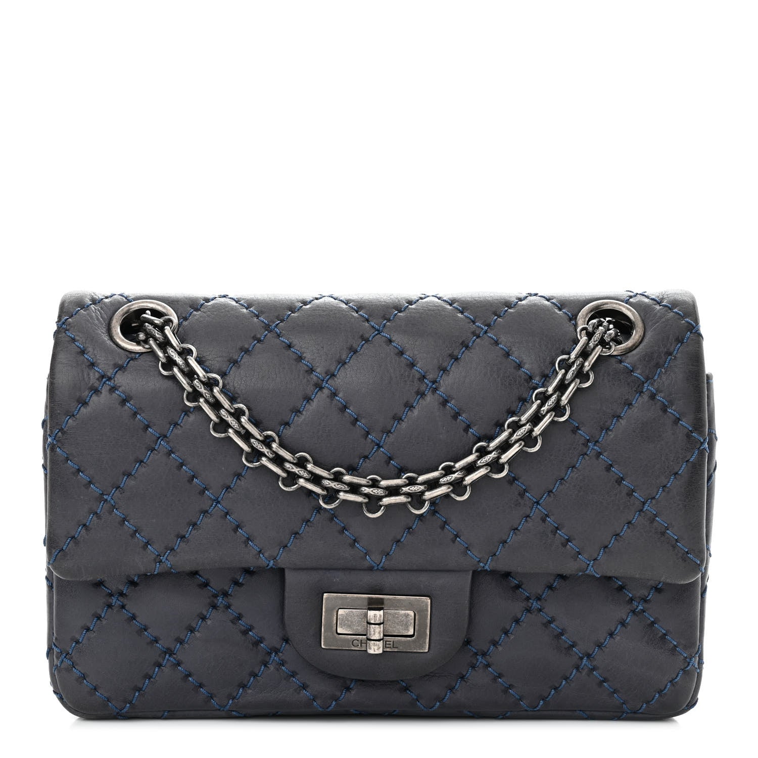 Chanel Aged Calfskin Quilted 2.55 Reissue Mini Flap Navy 1 of 17