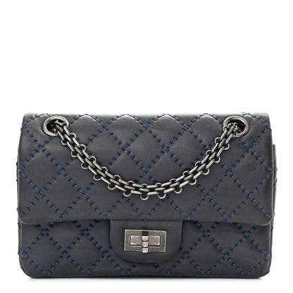 Chanel Aged Calfskin Quilted 2.55 Reissue Mini Flap Navy 1 of 17