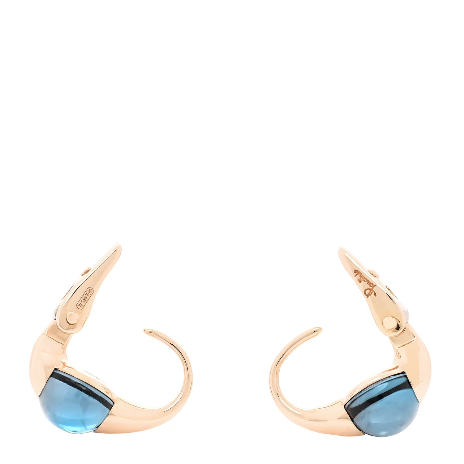 Pomellato 18K Rose Gold Blue Topaz M'ama no M'ama Earrings 3 of 4