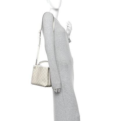 Gucci GG Supreme Monogram Emblem Small Shoulder Bag Beige White 2 of 9