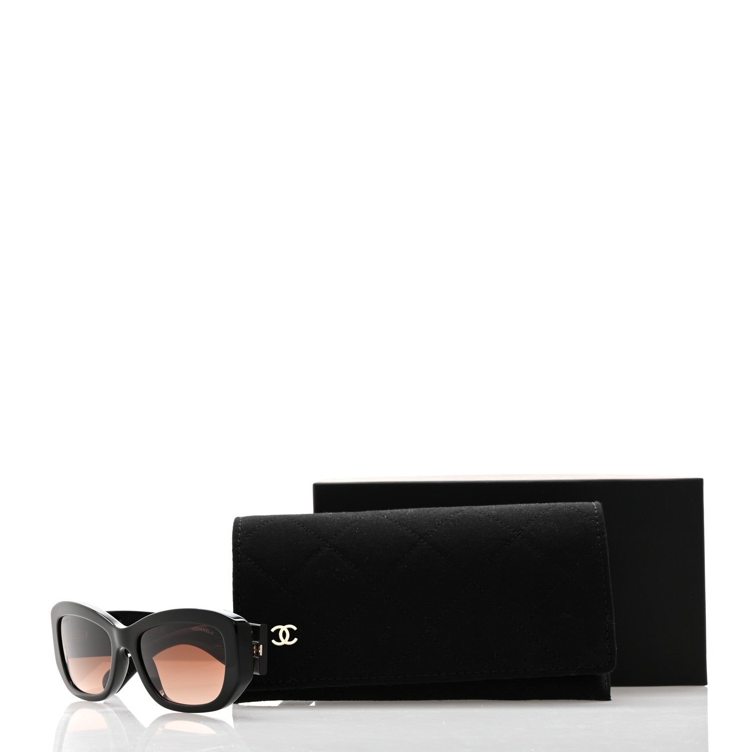 Chanel Acetate Rectangle Sunglasses 5493 Black Brown 8 of 8
