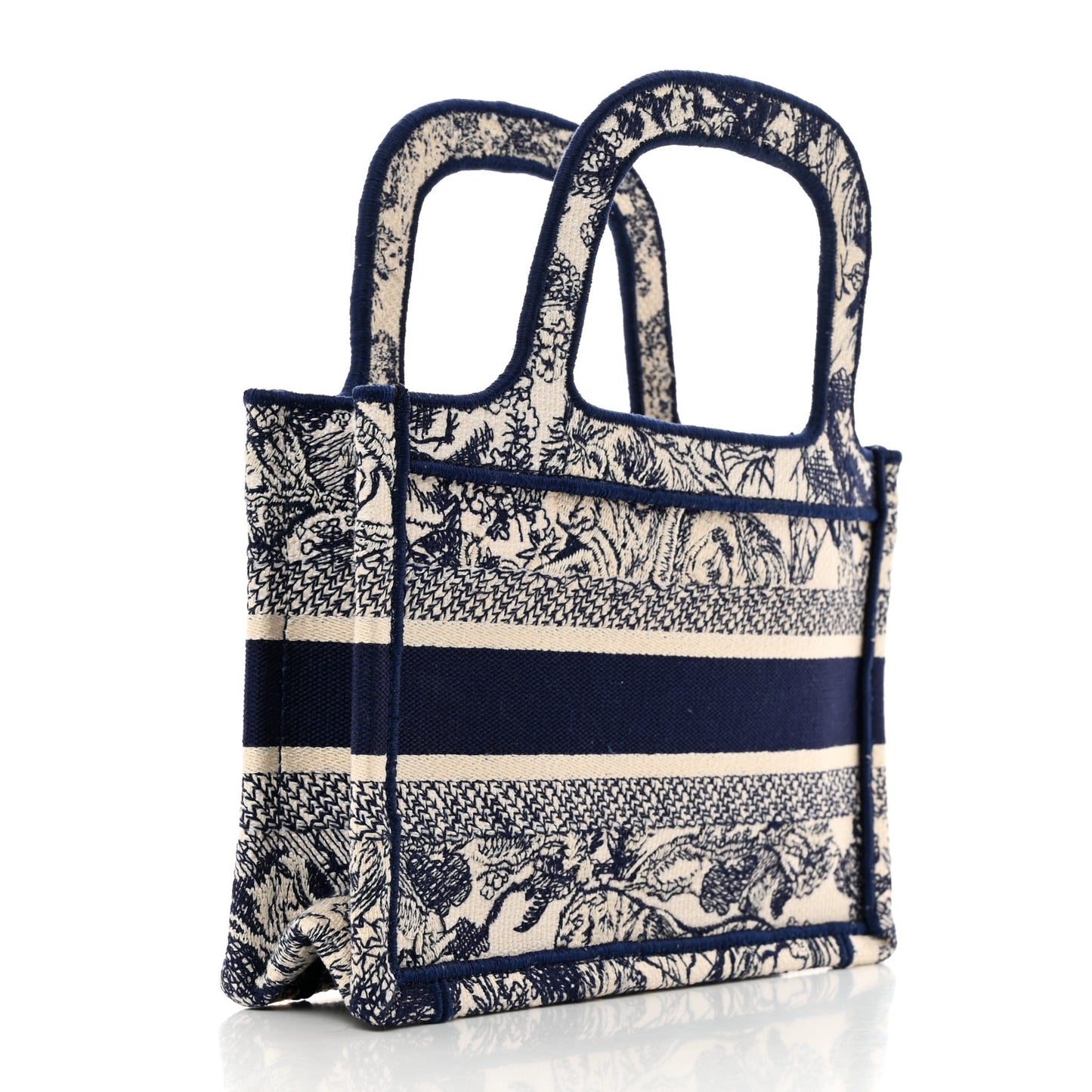 Canvas Embroidered Mini Toile De Jouy Book Tote Blue