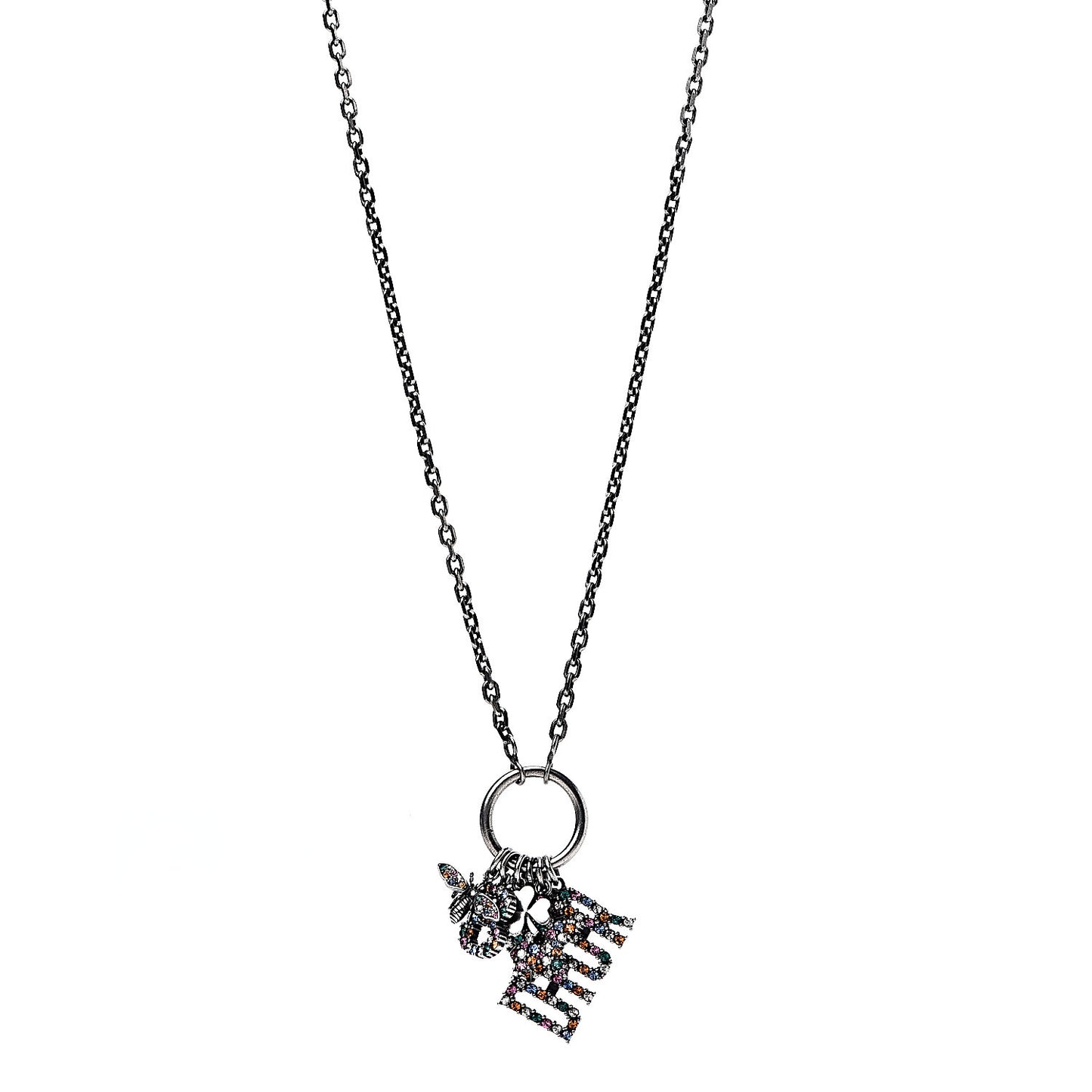 Metal Crystal Charms Necklace Multicolor