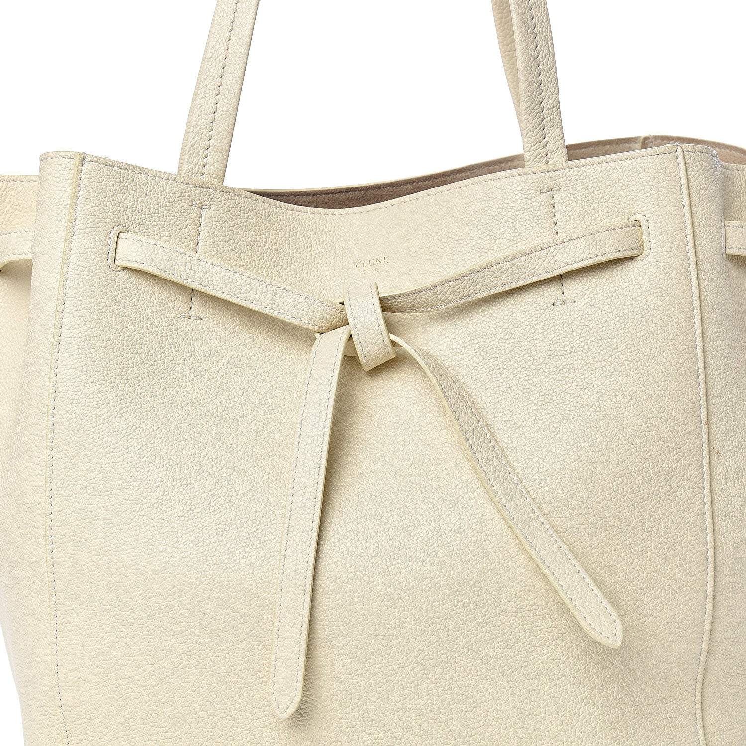 Celine Soft Grained Calfskin Small Belt Cabas Phantom Vanilla 8 of 17