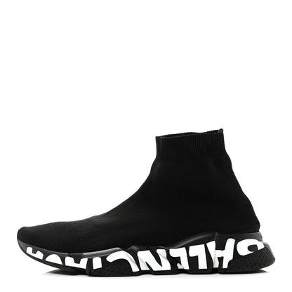 Balenciaga Neoprene Knit Mens Speed Graffiti Sneakers 43 Black White 1 of 10