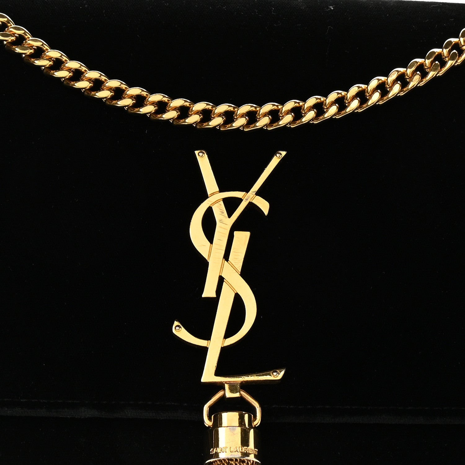 Saint Laurent Velvet Medium Monogram Kate Tassel Shoulder Bag Black 9 of 15