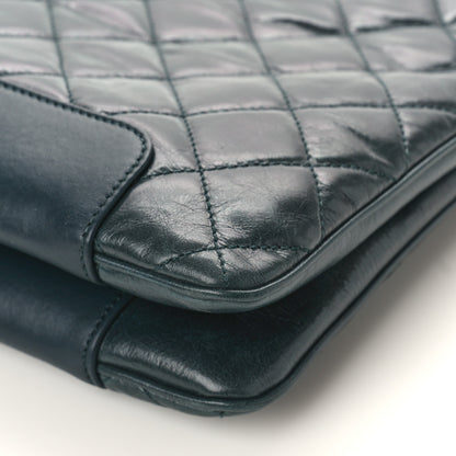 Chanel Glazed Calfskin Quilted Shopping Tote Dark Blue 9 of 11
