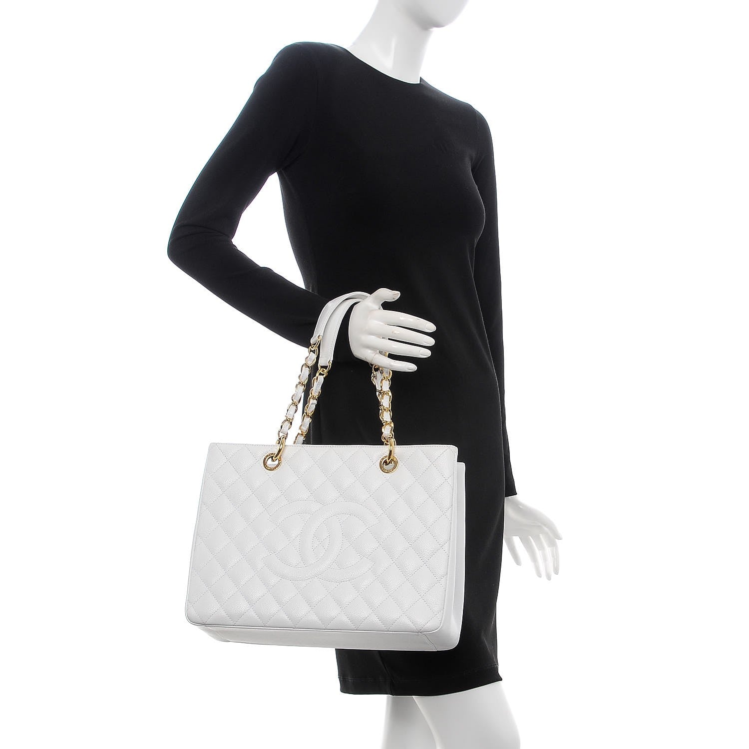 Chanel Caviar Quilted Grand Shopping Tote GST White 2 of 11
