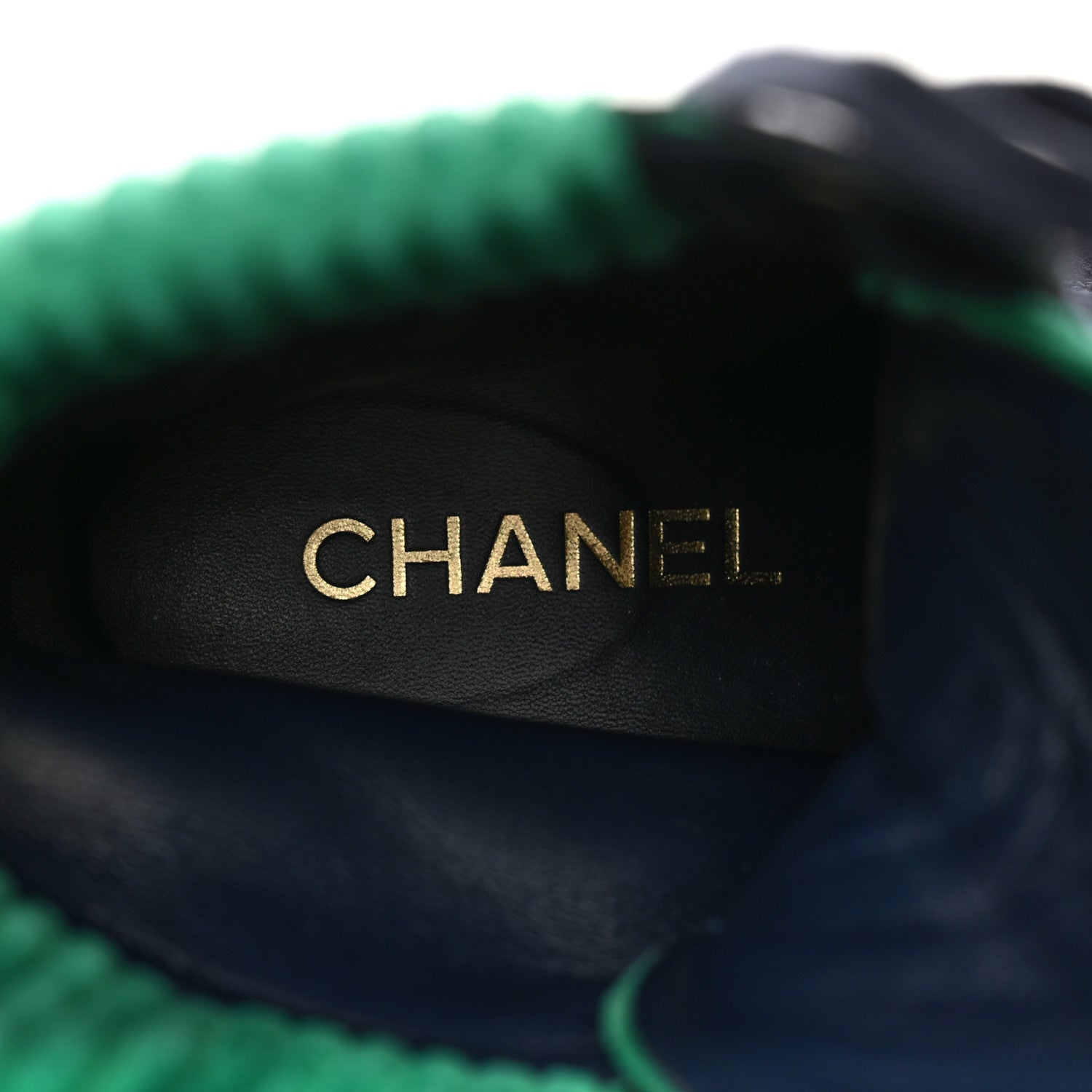 Chanel Suede Calfskin Velvet Quilted CC Combat Boots 39.5 Navy Green Black 7 of 9