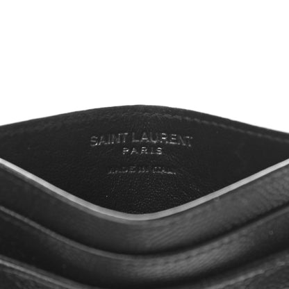 Saint Laurent Grain De Poudre Matelasse Chevron Monogram Credit Card Case Black 6 of 8