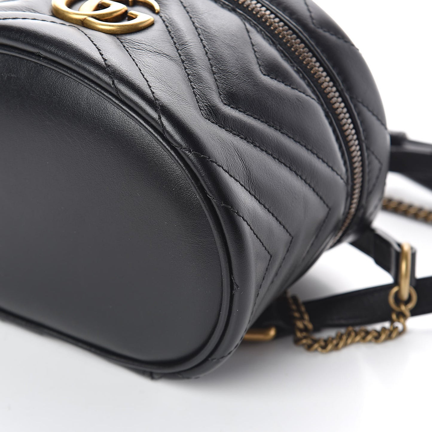 Calfskin Matelasse Mini GG Marmont Round Backpack Black