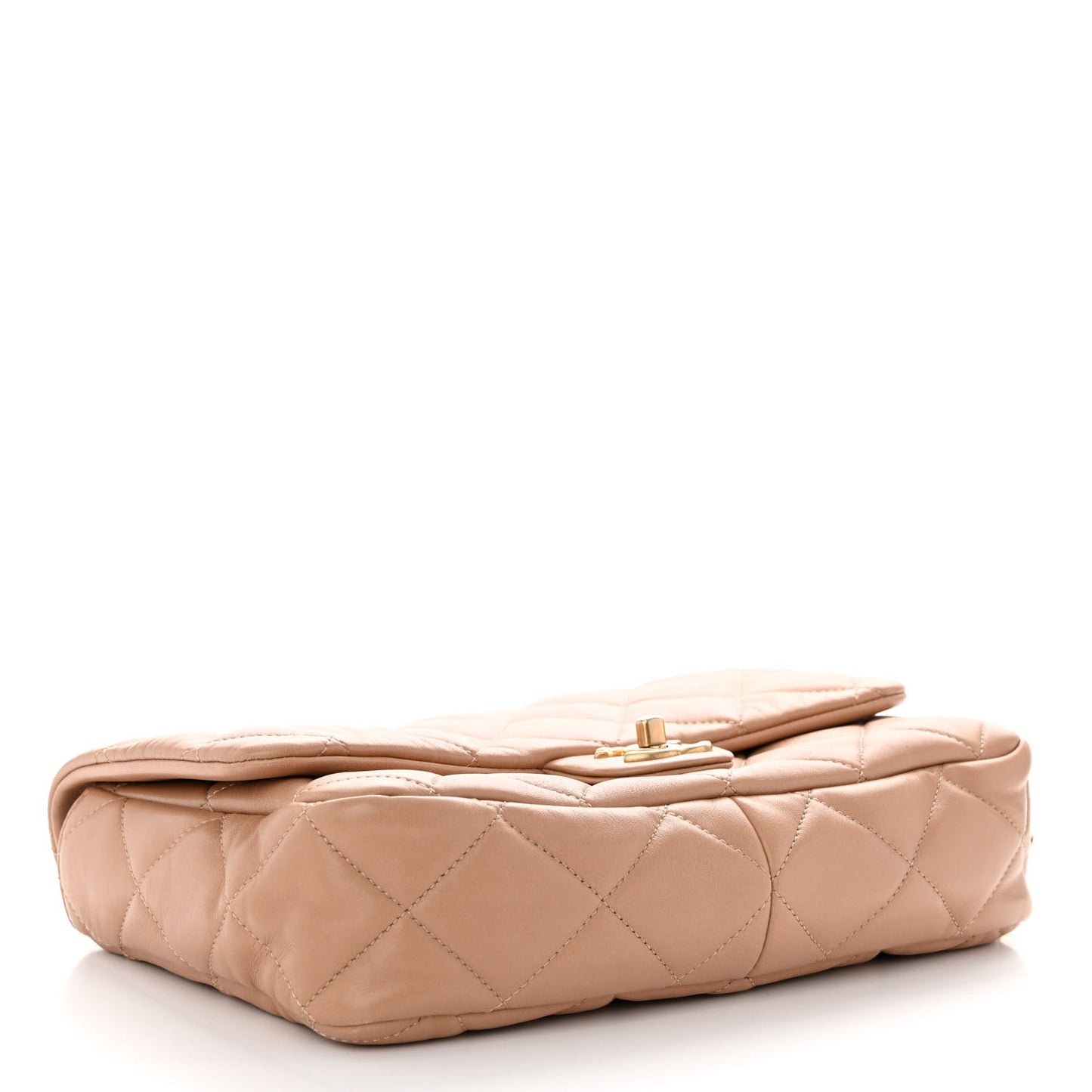 Lambskin Quilted Large CC Funky Town Flap Beige