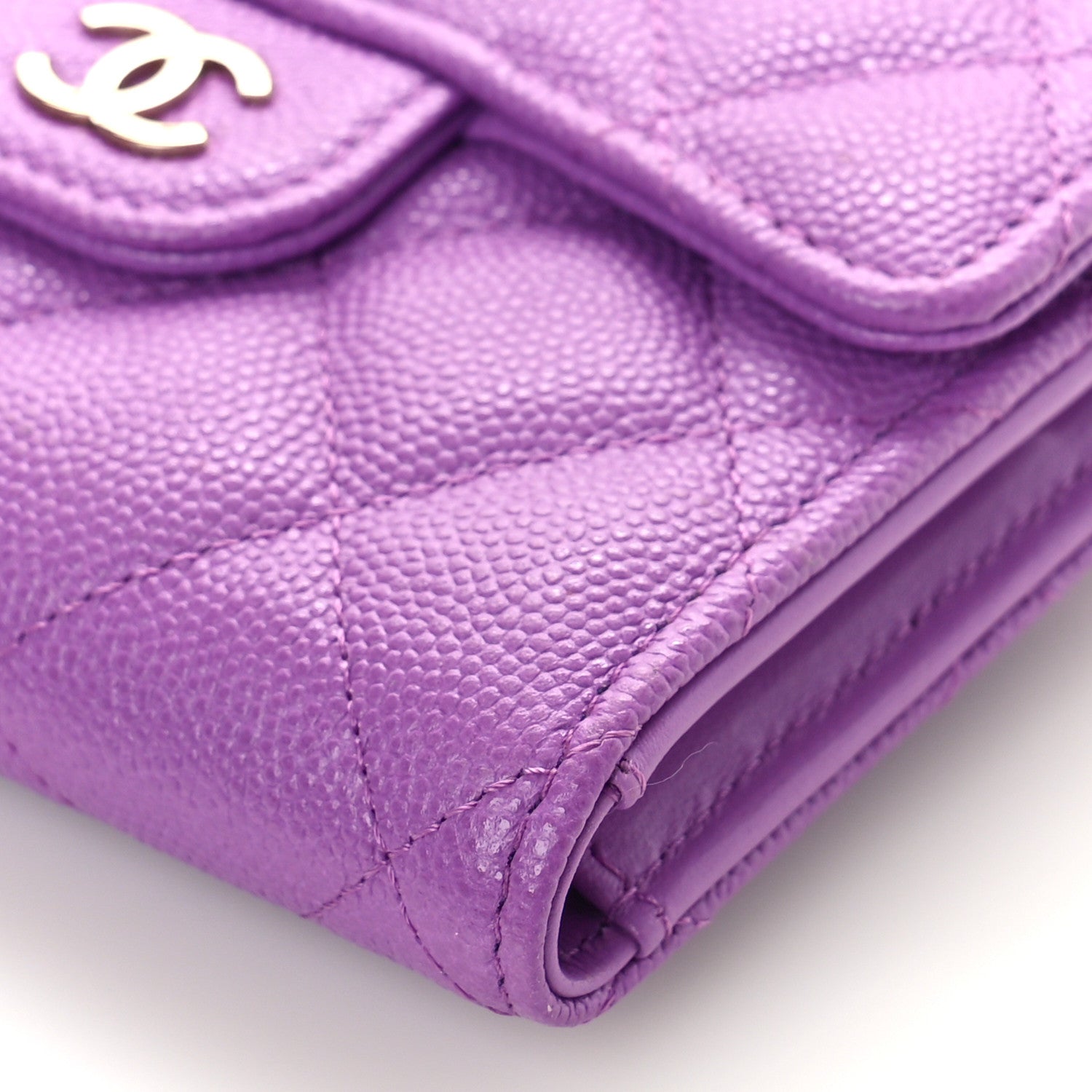 Chanel Caviar Quilted Compact Flap Wallet Purple 10 of 11