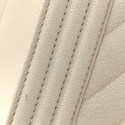 Chanel Caviar Chevron Quilted Small Boy Flap White 13 of 14