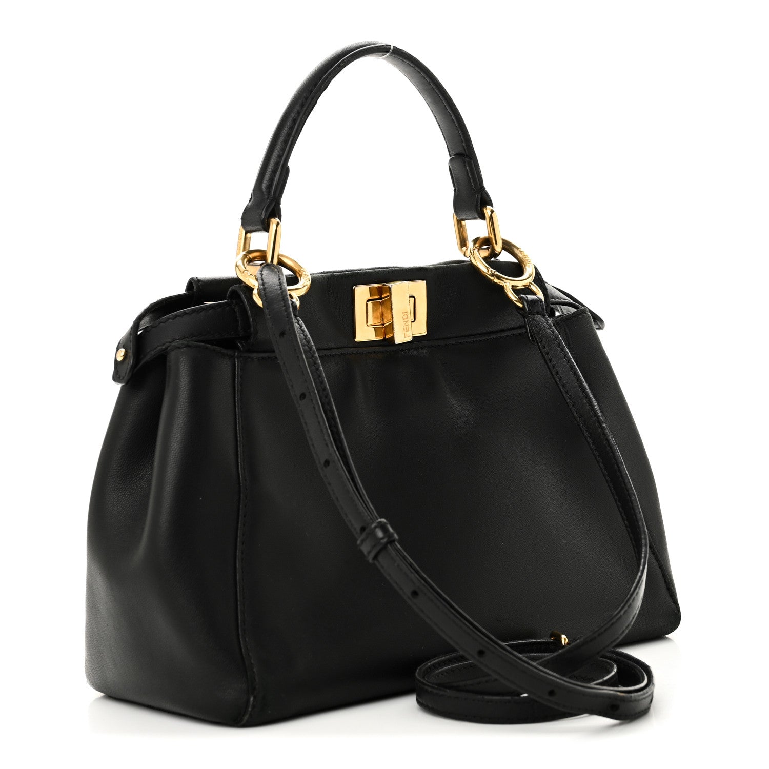 Fendi Nappa Mini Peekaboo Iconic Satchel Black 3 of 11