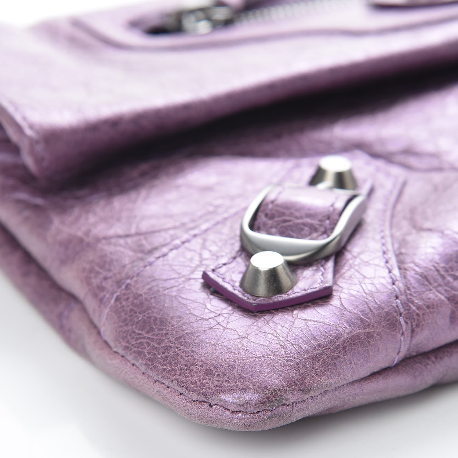 Balenciaga Agneau Classic Hardware Envelope Clutch Metallic Purple 10 of 11