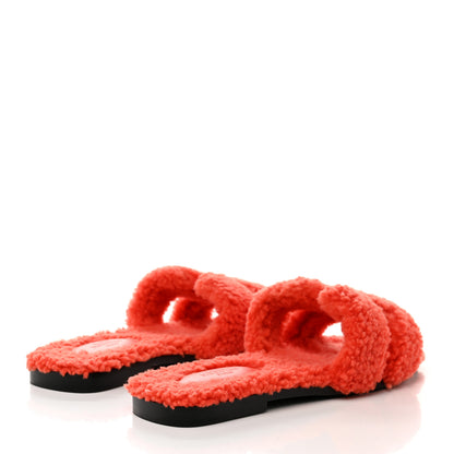 Hermes Woolskin Oran Sandals 38 Orange 4 of 8