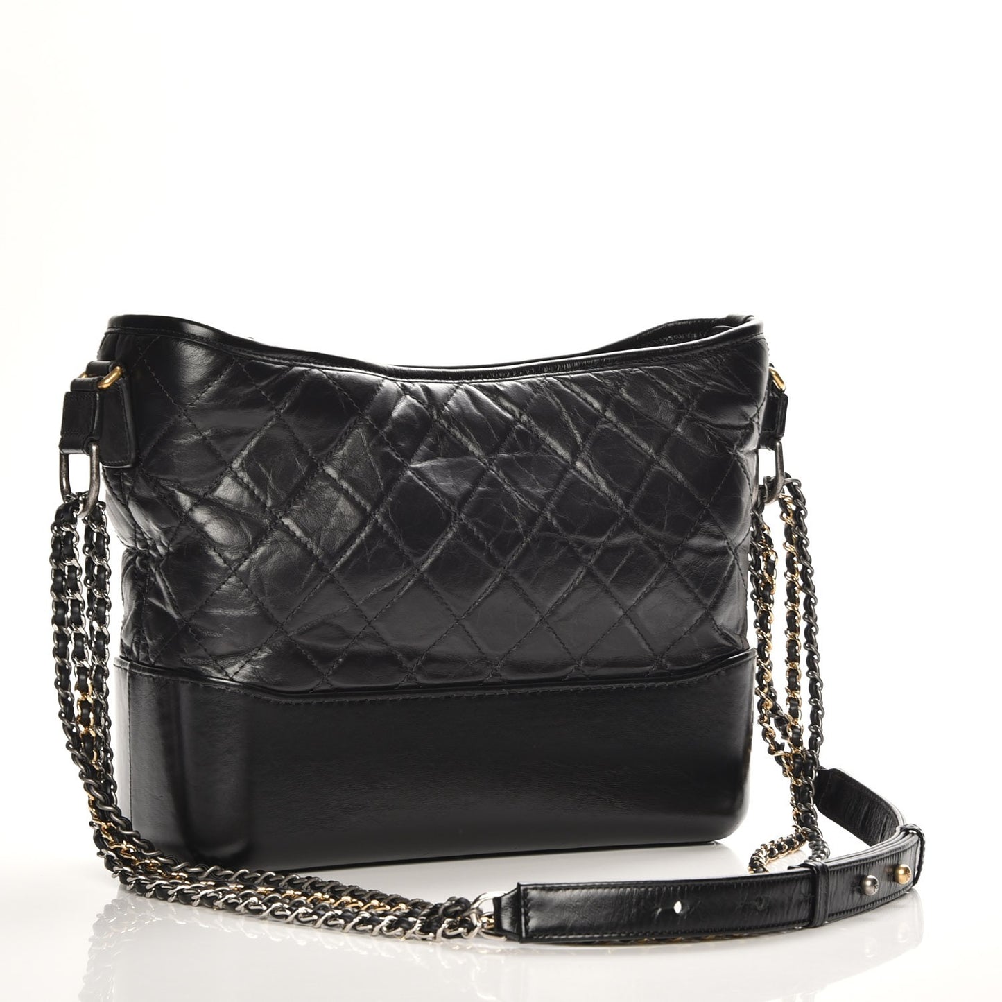 Aged Calfskin Quilted Medium Gabrielle Hobo Black