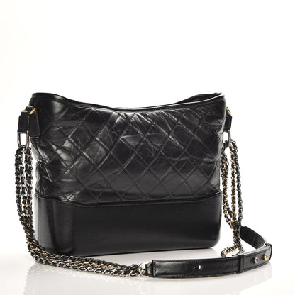Chanel Aged Calfskin Quilted Medium Gabrielle Hobo Black 3 of 9