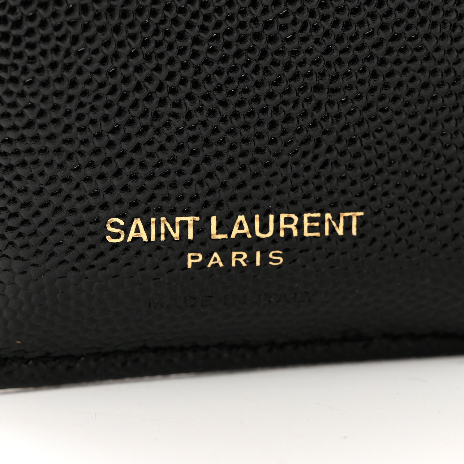 Saint Laurent Grain De Poudre Matelasse Chevron Monogram Zipped Card Case Black 6 of 6