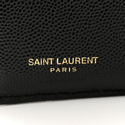 Saint Laurent Grain De Poudre Matelasse Chevron Monogram Zipped Card Case Black 6 of 6