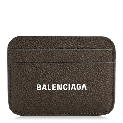 Balenciaga Metallized Grained Calfskin Logo Cash Rounded Card Holder Dark Bronze White 1 of 8