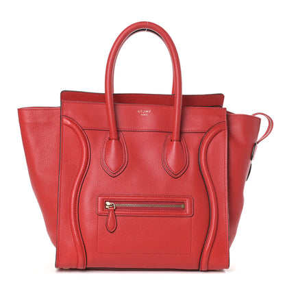 Celine Drummed Calfskin Mini Luggage Red 1 of 9