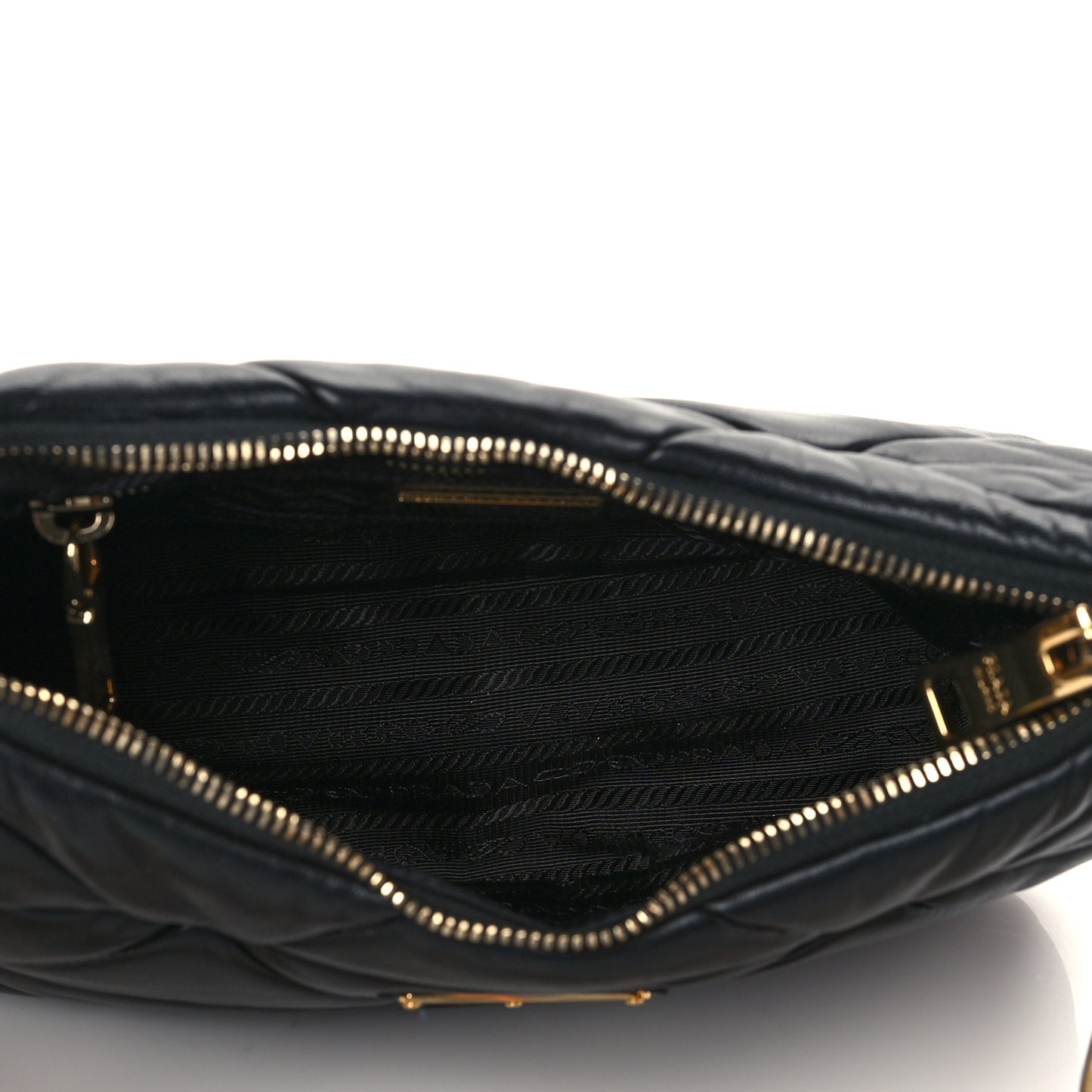 Nappa Re-Nylon Triangle Quilted Patchwork System Shoulder Bag Black
