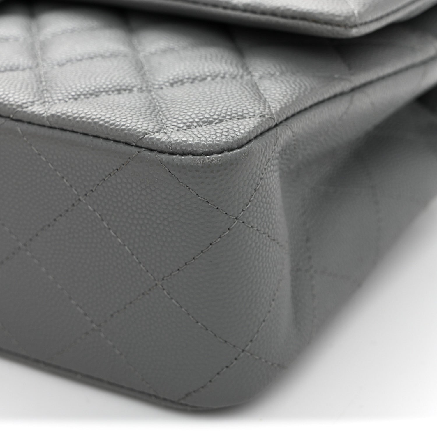 Chanel Caviar Quilted Medium Double Flap Grey 12 of 14