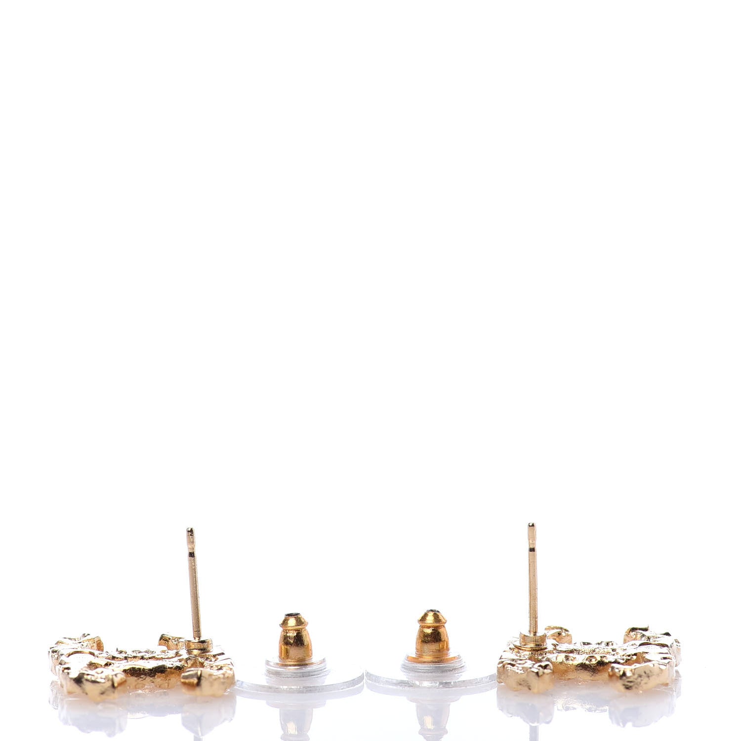 Chanel Metal Textured CC Earrings Gold 4 of 5