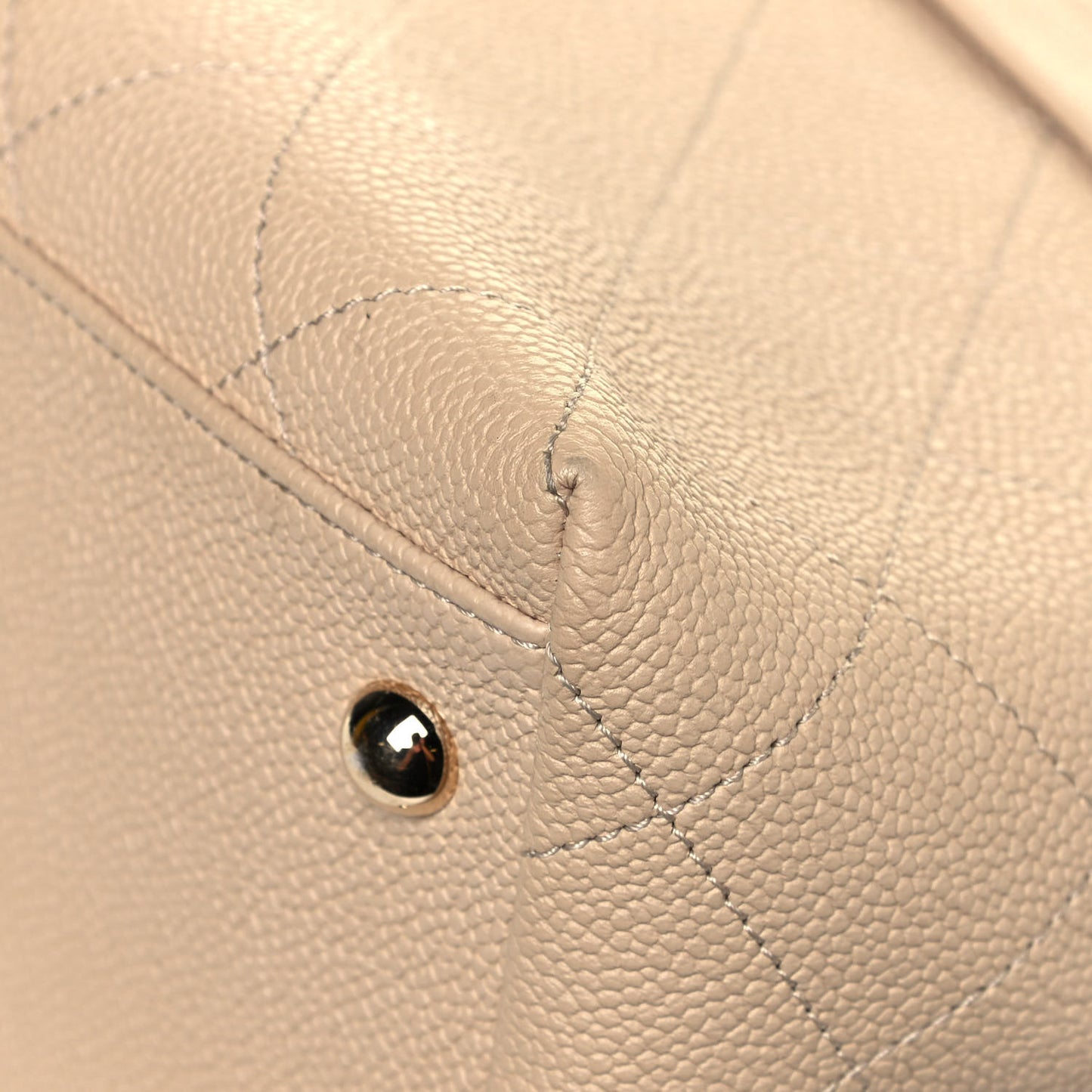 Crumpled Grained Calfskin Zip and Carry Shopping Tote Beige